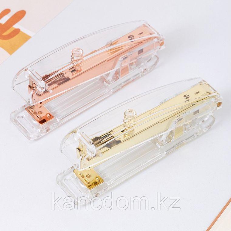 Степлер для скоб №24/6 акриловый прозрачный Rose-Gold MQ2305