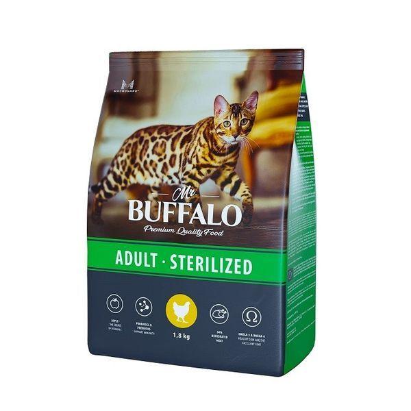 Mr Buffalo сухой корм для кошек стерилизованных ADULT STERILIZED 1,8 кг курица - фото 1 - id-p112957464