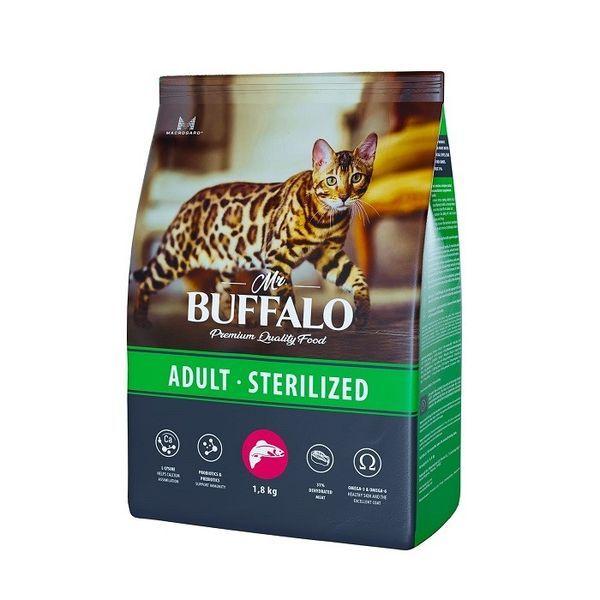Mr Buffalo сухой корм для кошек стерилизованных ADULT STERILIZED 1,8 кг лосось - фото 1 - id-p112957465
