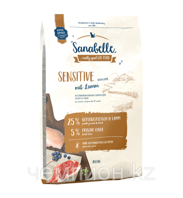 Bosch Sanabelle Adult Sensitive Lamb, корм для взрослых кошек с чувствительным пищеварением, ягненок, уп.10кг.