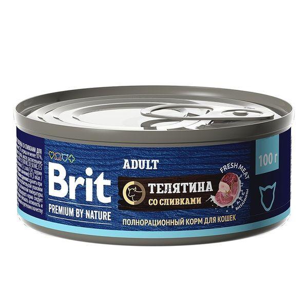Брит Premium by Nature консерва для кошек 100г телятина со сливками