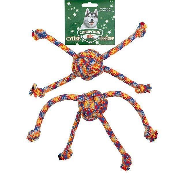 Игрушка для собак Сибирский Пёс Грейфер мяч канатный паук цв.веревка D10мм - фото 1 - id-p112961747