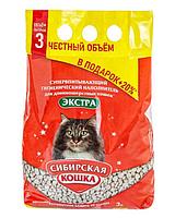 Наполнитель Сибирская Кошка экстра 3 л для длинношерстных впитывающий ( уп 4 шт )