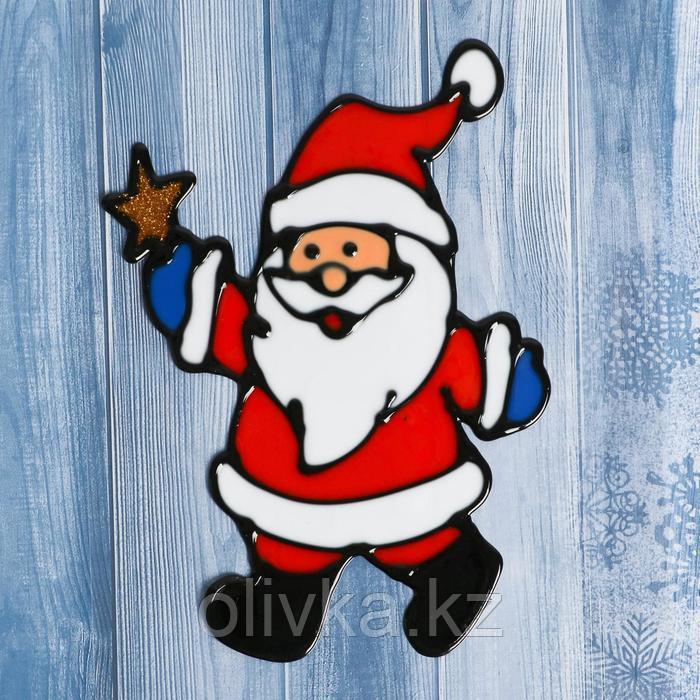 Наклейка на стекло "Дед Мороз со звездой" 9,5х14,5 см - фото 1 - id-p112976248
