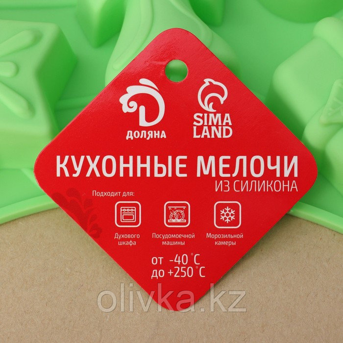 Форма силиконовая для выпечки Доляна «Ёлка», 24,5×21×3 см, 6 ячеек, цвет зелёный - фото 7 - id-p112976309