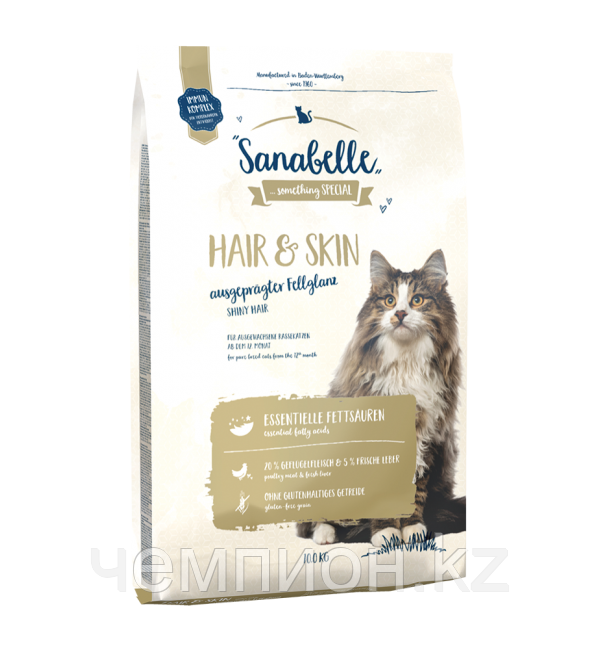 Bosch Sanabelle Adult Hair & Skin, корм для здоровья кожи и шерсти кошек, уп.10кг. - фото 1 - id-p112976753