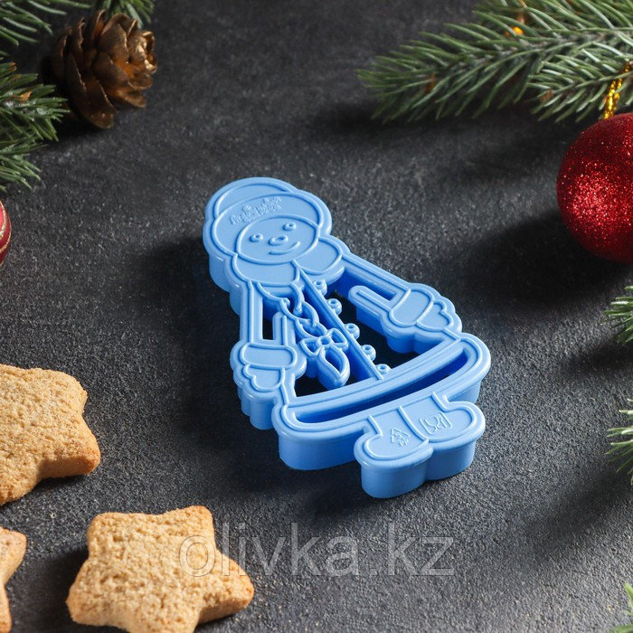 Форма для печенья «Снегурочка», вырубка, штамп, 10,5×6 см, цвет голубой - фото 2 - id-p112976656