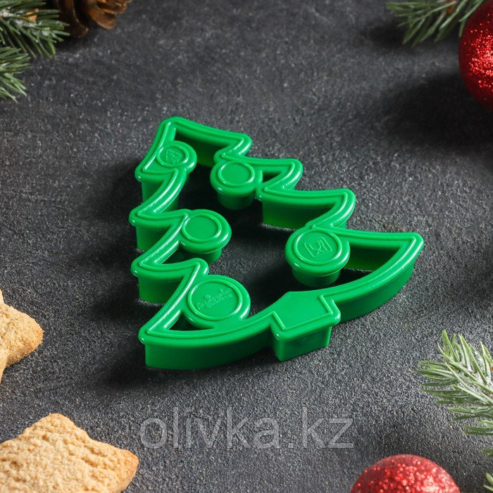Форма для печенья «Ёлочка», вырубка, штамп, 8,5×8 см, цвет зелёный - фото 2 - id-p112976731