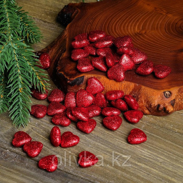 Фигурка для поделок и декора "Сердце", набор 50 шт., размер 1 шт. 1,5×1,5×0,5 см, цвет красный - фото 1 - id-p112978227