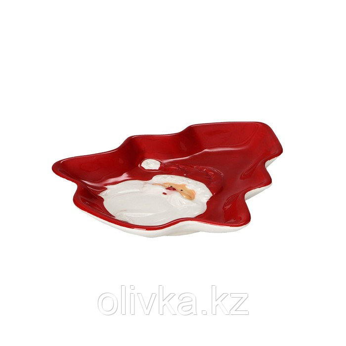 Блюдо керамическое Доляна «Дедушка Мороз», 21,4×17,9×2,7 см, цвет красный - фото 3 - id-p112978748