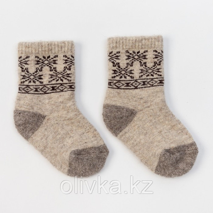Носки детские из монгольской шерсти "Снежинки", цвет серый, размер 16-18 см (4) - фото 1 - id-p112977267