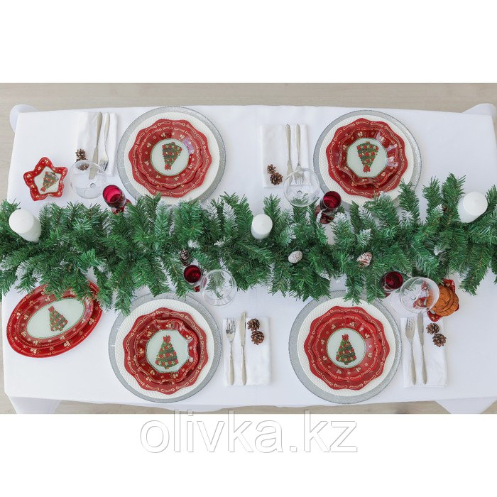 Блюдо стеклянное овальное Доляна «Новогодняя ель», 29,5×20,3 см - фото 5 - id-p112979650