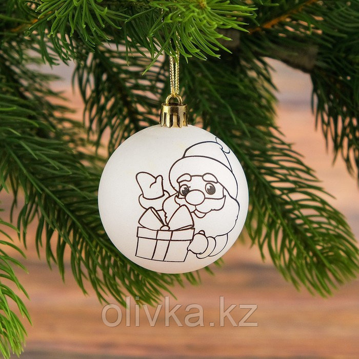 Новогоднее ёлочное украшение под раскраску «Дед Мороз» размер шара 5,5 см - фото 2 - id-p112978430