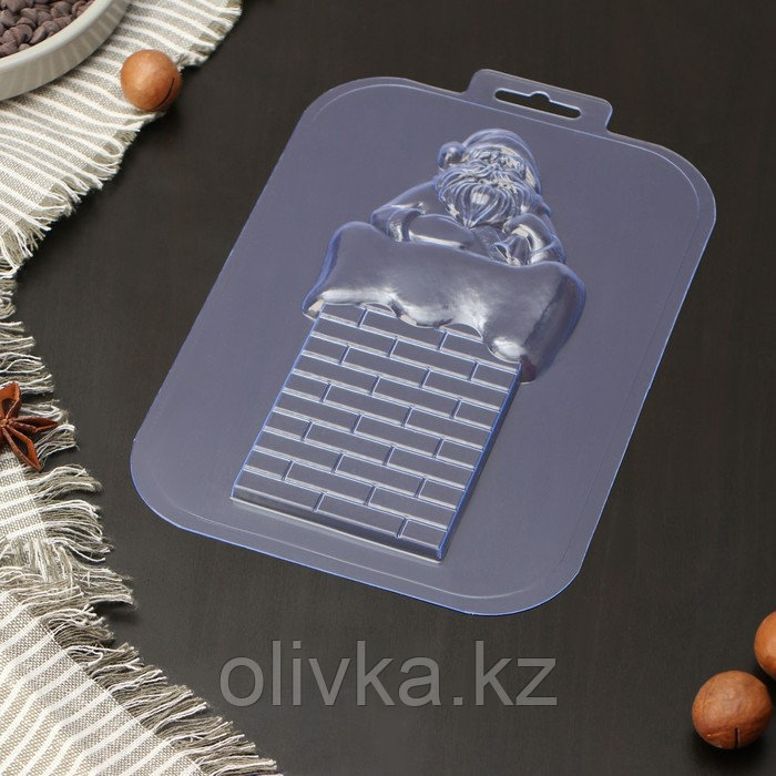 Форма для шоколада и конфет пластиковая «Санта на трубе», размер изделия 17×8,3×1 см, цвет прозрачный - фото 2 - id-p112989906