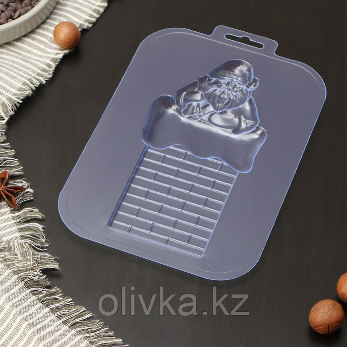 Форма для шоколада и конфет пластиковая «Санта на трубе», размер изделия 17×8,3×1 см, цвет прозрачный - фото 3 - id-p112989906