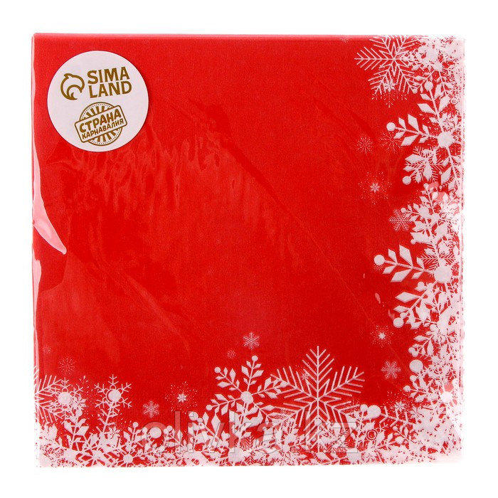 Салфетки бумажные «Снежинки на красном», 33х33 см, набор 20 шт. - фото 3 - id-p112977882
