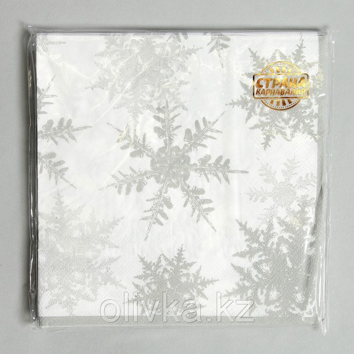 Салфетки бумажные «Снежинки», набор 20 шт., цвет серебряный - фото 3 - id-p112978566