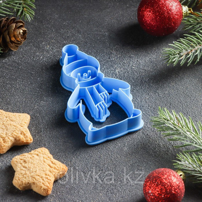 Форма для печенья «Снеговик», вырубка, штамп, 9,5×5,5 см, цвет голубой - фото 3 - id-p112977960