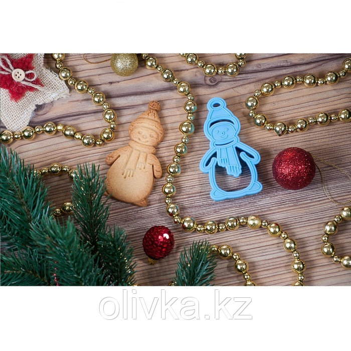 Форма для печенья «Снеговик», вырубка, штамп, 9,5×5,5 см, цвет голубой - фото 5 - id-p112977960