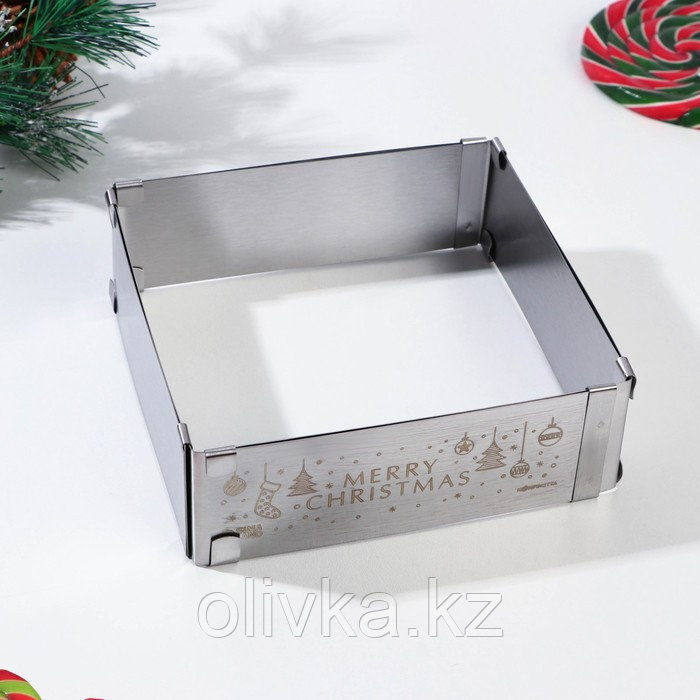 Форма для выпекания квадрат "Merry Christmas", 15-28 х 5 см - фото 1 - id-p112984058