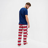 Пижама новогодняя мужская KAFTAN "Santa team", цвет синий/красный, размер 54, фото 3