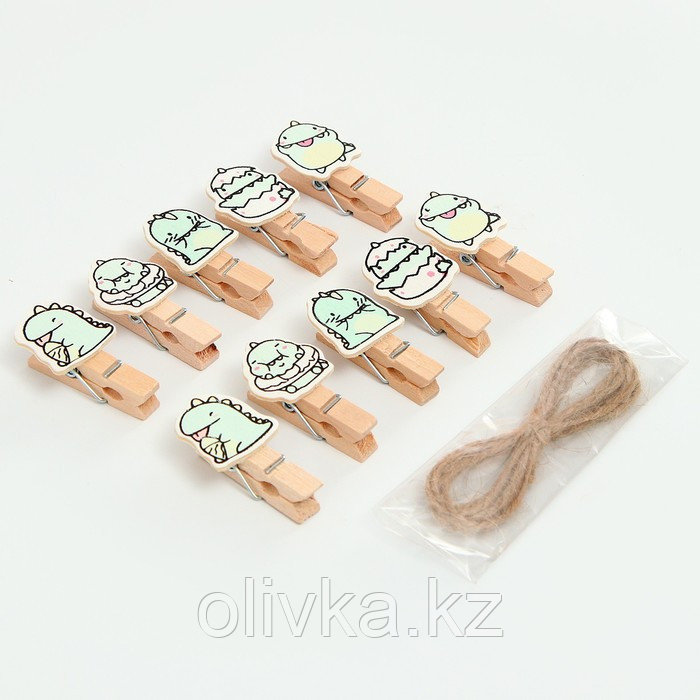 Прищепки декоративные с верёвкой для подвеса «Малыши дракончики» набор 10 шт. 1,5 × 12 × 14 см - фото 6 - id-p112996131