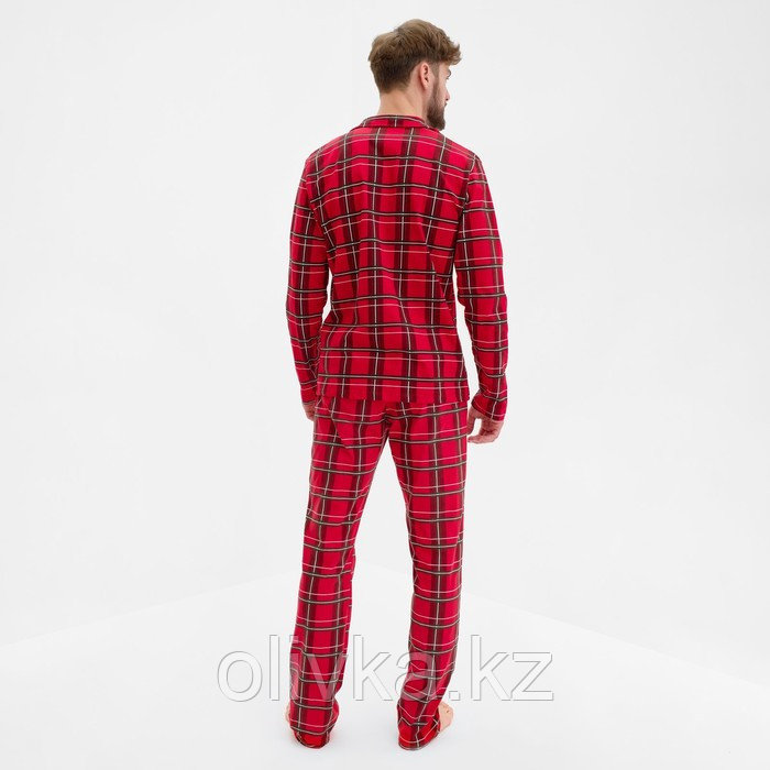 Пижама новогодняя мужская KAFTAN "Клетка", цвет красный, размер 54 - фото 3 - id-p112980711