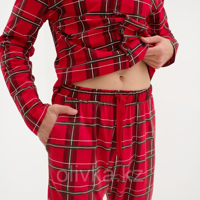 Пижама новогодняя мужская KAFTAN "Клетка", цвет красный, размер 54 - фото 4 - id-p112980711