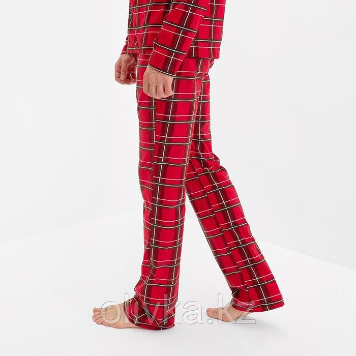 Пижама новогодняя мужская KAFTAN "Клетка", цвет красный, размер 54 - фото 5 - id-p112980711