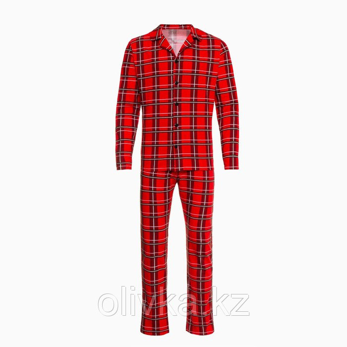 Пижама новогодняя мужская KAFTAN "Клетка", цвет красный, размер 54 - фото 6 - id-p112980711
