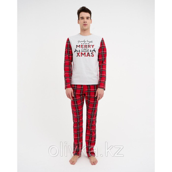 Пижама новогодняя мужская KAFTAN "X-mas", цвет красный, размер 54 - фото 2 - id-p112980712