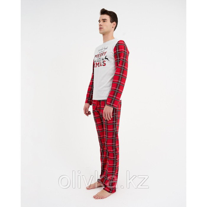 Пижама новогодняя мужская KAFTAN "X-mas", цвет красный, размер 54 - фото 3 - id-p112980712