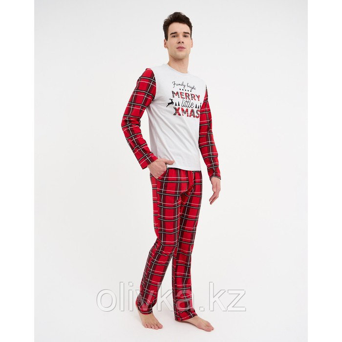 Пижама новогодняя мужская KAFTAN "X-mas", цвет красный, размер 54 - фото 6 - id-p112980712