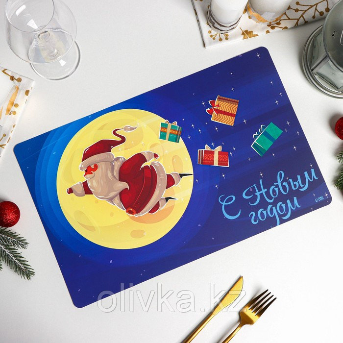 Салфетка сервировочная на стол Доляна «Новый год», ПВХ, 26×41 см - фото 1 - id-p112983525