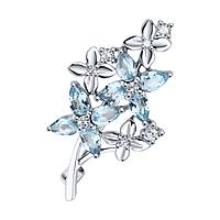 Брошь из серебра с топазами и фианитами Diamant 94-340-02061-1 покрыто родием