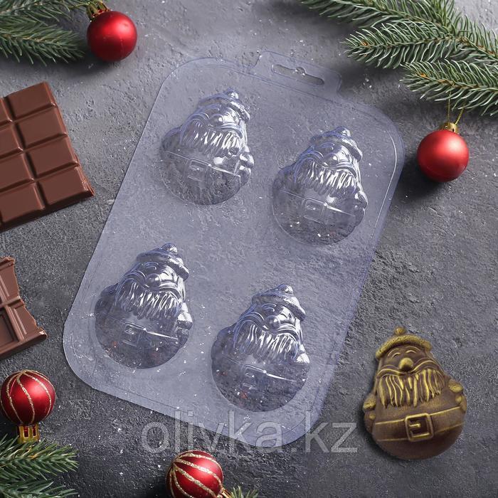 Форма для шоколада и конфет пластиковая «Мини дед мороз», размер ячейки 5×7 см, цвет прозрачный - фото 1 - id-p112980859
