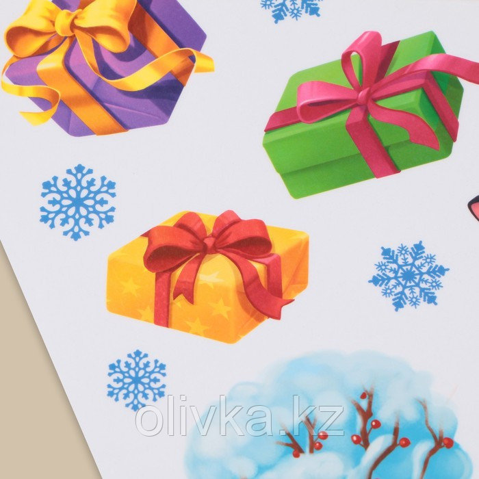 Виниловые наклейки на окна «Новогодний праздник», многоразовые, 70 × 25 см - фото 2 - id-p112989540