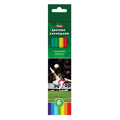 Карандаши "Hatber", 6 цветов, серия "Футбол", в картонной упаковке - фото 1 - id-p113002200