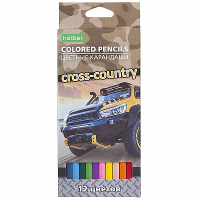 Карандаши "Hatber Eco", 12 цветов, серия "Cross Country", в картонной упаковке