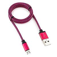 USB 2.0 Cablexpert CC-mUSB2pe1m кабелі, USB-MicroUSB, 1м, нейлоннан рілген, алюминий қосқышы, күлгін