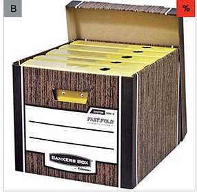 Короб архивный Fellowes Bankers Box Woodgrain 325*285*385, гофрокартон, сборка FastFold.