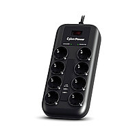 Сетевой Фильтр, CyberPower, P0820SUE0-DE, 1,8м, 8 розеток, 10А, 1050Дж, 2 USB 2,4A, черный цвет