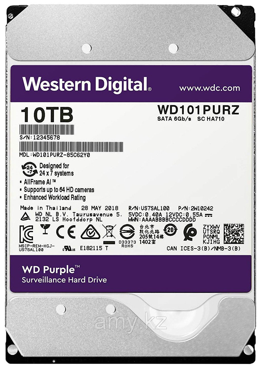 Жесткий диск 10 ТБ WD Purple WD101PURZ - фото 1 - id-p113009817