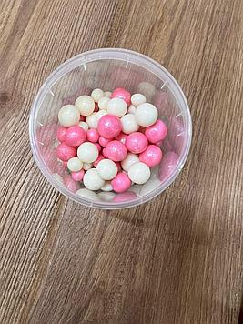 Посыпка кондитерская "Жемчуг", мягкая, бело-розовый микс, 50 г