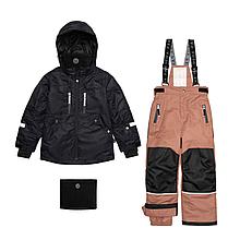 Костюм для мальчика (куртка+брюки на лямках+снуд)