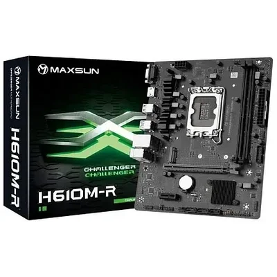 Материнская плата MaxSun Challenger H610M-R, LGA1700 H610, 2xDDR4 3xSATA 1xM.2 HDMI+VGA mATX