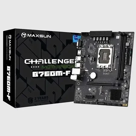 Материнская плата MaxSun Challenger B760M-F, LGA1700 B760, 2xDDR4 3xSATA 3xM.2 HDMI+VGA mATX