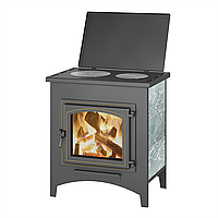 Печь-Камин с плитой ВЕЗУВИЙ ПК-04 (240) талькохлорит 12 кВт (200 м3) Ø115мм