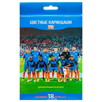 Карандаши "Hatber VK", 18 цветов, серия "Футбол", в картонной упаковке
