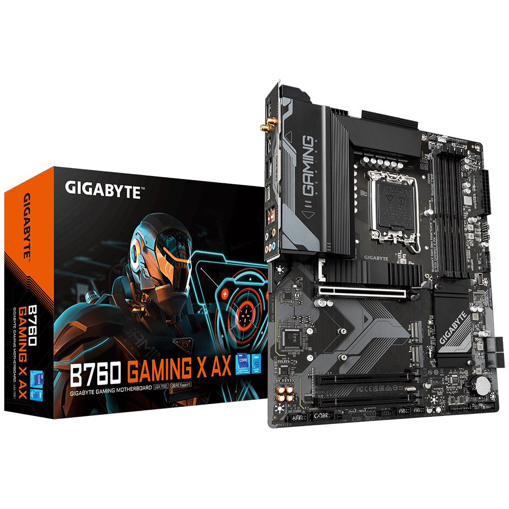 Материнская плата GIGABYTE B760 GAMING X AX G11, LGA1700, PCIe16x 4.0, HDMI+DP, 4DDR5,3xM.2, 4xSATA - фото 1 - id-p113162304